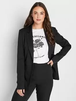 image of Long Tall Sally Black Scuba Crepe Blazer, Black, Size 10, Women