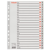 image of Esselte 100112 A4 A-Z Plastic Index Dividers - Grey (11 holes)