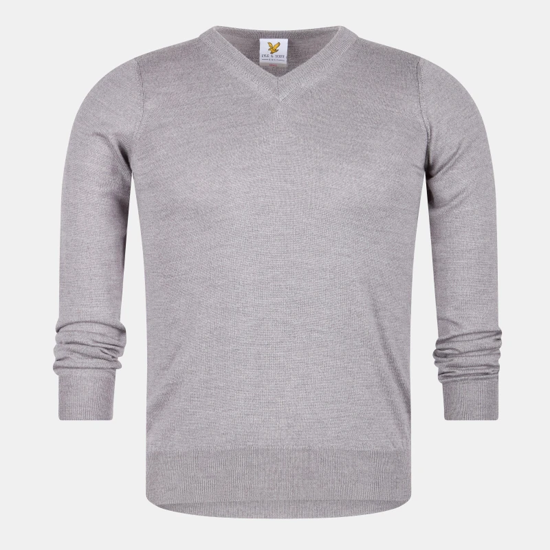 Image of Lyle and Scott Merrick V-Neck Jumper - Grey Grey XS
