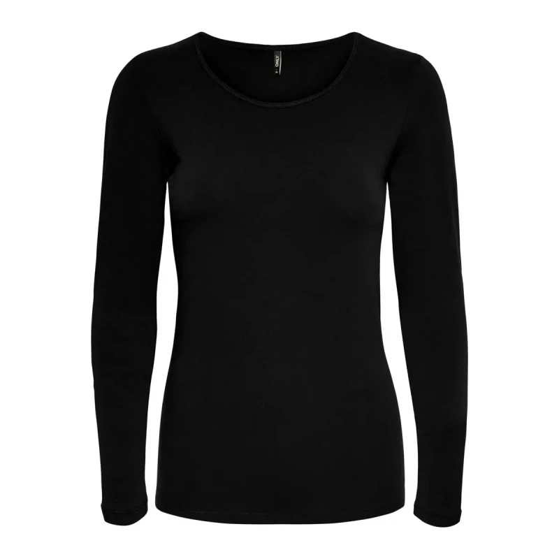 Image of Only Womens T-Shirt Only Live love life manches longues col rond Noir Female S
