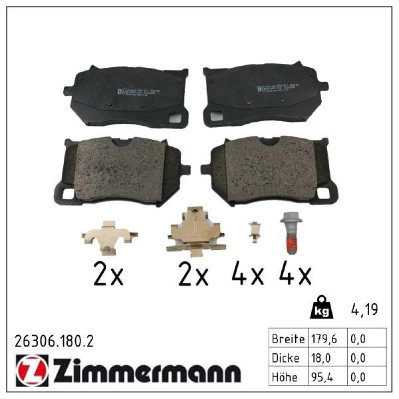 Image of ZIMMERMANN Brake pad set ZIMMERMANN 26306.180.2