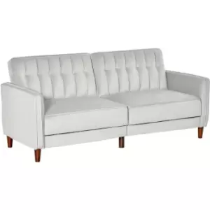 Image of HOMCOM Convertible Sofa Futon Velvet-Touch Tufted Couch Sofa Bed Split Back Light Grey - Light Grey
