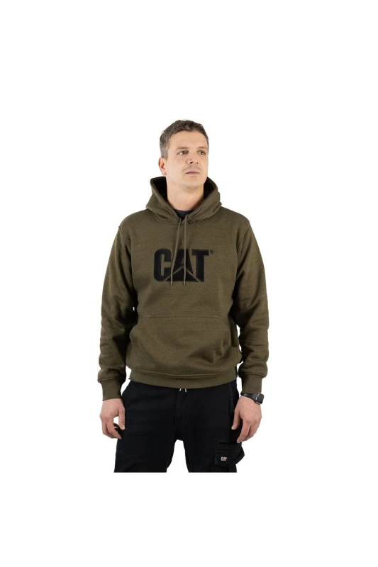 Image of Caterpillar Mens Trademark Hooded Sweatshirt in Green Size: 2XL Green Male 2XL