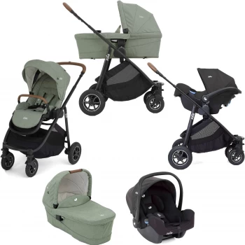 image of Joie Versatrax (i-Snug) Travel System with Carrycot - Laurel Green