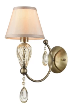 image of Murano Wall Lamp Bronze & Crystal, 1 Light, E14