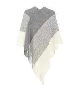 image of Quiz Grey Stripe Poncho - 1