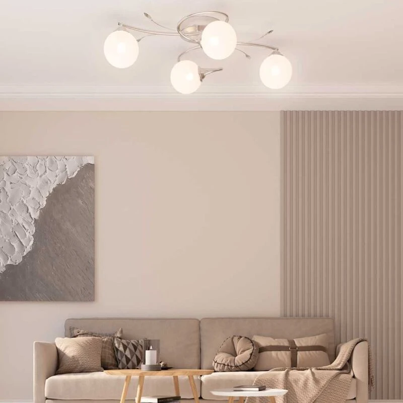 Image of VIDAXL Ceiling Lamp with Round Glass Shades for 4 G9 LED Lights Vidaxl 8720287162384