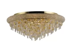 Image of Alexandra Flush Ceiling 9 Light French Gold, Crystal