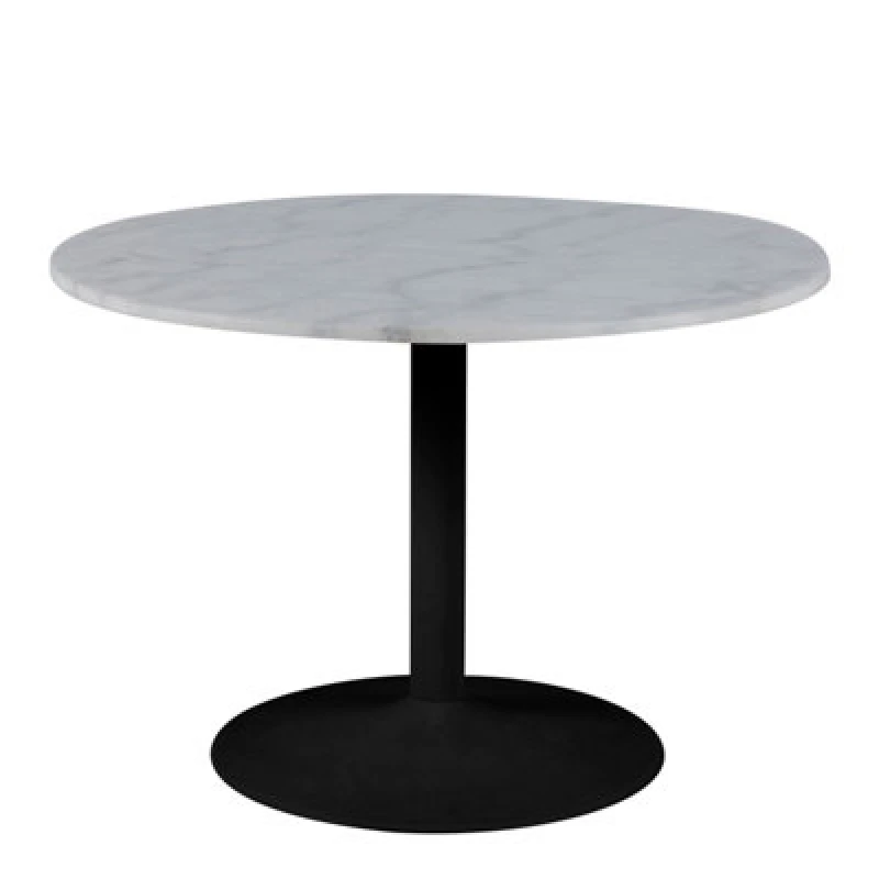 Image of Furniture To Go Tarifa Round Dining Table With White Polished Marble Top And Black Base