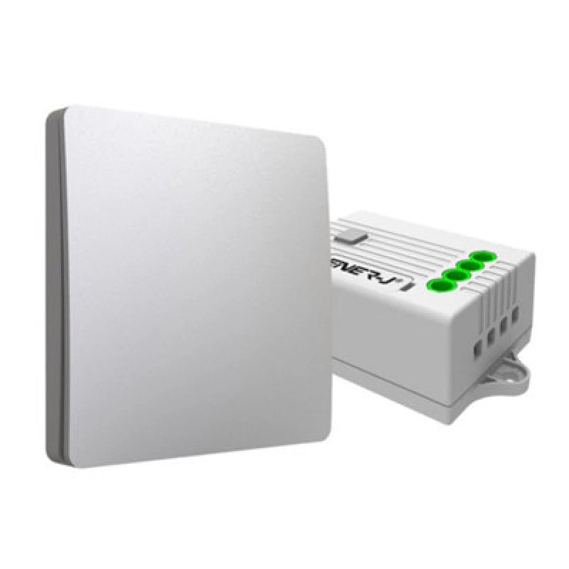 Image of Ener-J 1 Gang Wireless Kinetic Switch, (Silver Finish) + 500W Rf Receiver
