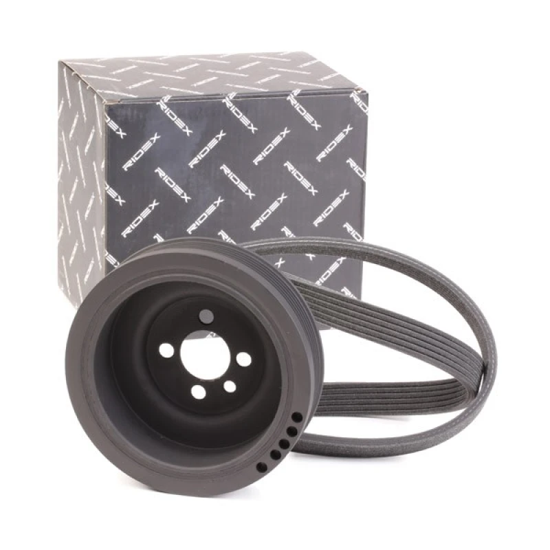 Image of RIDEX 542R0661 V-ribbed belt set Pulleys: with crankshaft pulley V-Ribbed Belt Set (542)