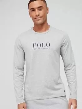 Image of Polo Ralph Lauren Logo Long Sleeve Lounge T-Shirt - Andover Heather Size M Men