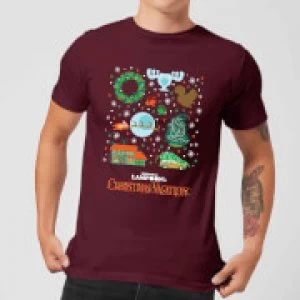 Image of National Lampoon Griswold Christmas Starter Pack Mens Christmas T-Shirt - Burgundy - L