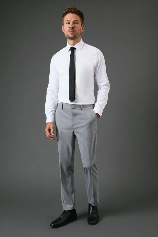 Image of Burton Mens Slim Fit Essential Suit Trousers Light Grey 36R Male BBB03940