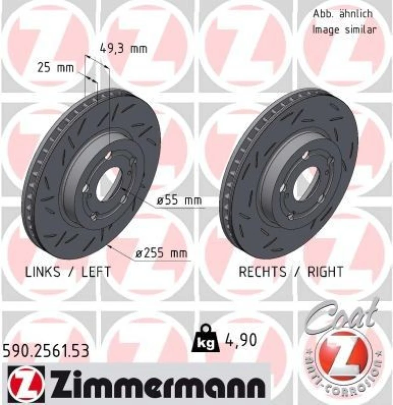 Image of ZIMMERMANN Brake disc ZIMMERMANN 590.2561.53