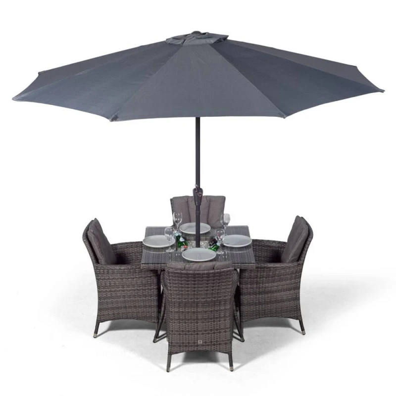 Image of Thats Furniture Savannah Square 4 Seater Patio Dining Set Ice Bucket Drinks Cooler in Grey Grey Unisex