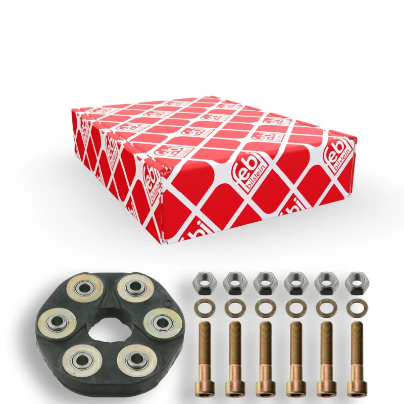 Image of FEBI BILSTEIN 14992 Drive Shaft Coupler with washers, with nuts, Rear, Ø: 128mm, Bolt Hole Circle Ø: 90mm, OE Turbo NEW Joint,propeller shaft (1427)