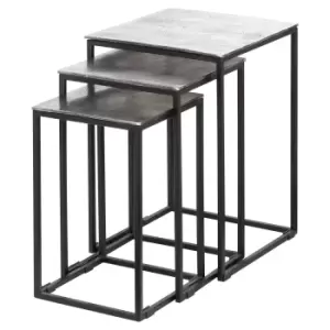 Image of Nest of 3 Silver Tables - Farrah