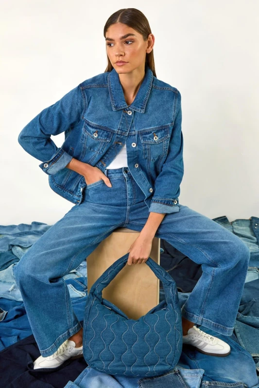 Image of Roman Womens Classic Cotton Denim Jacket in Blue Size: 18 Blue Female 18