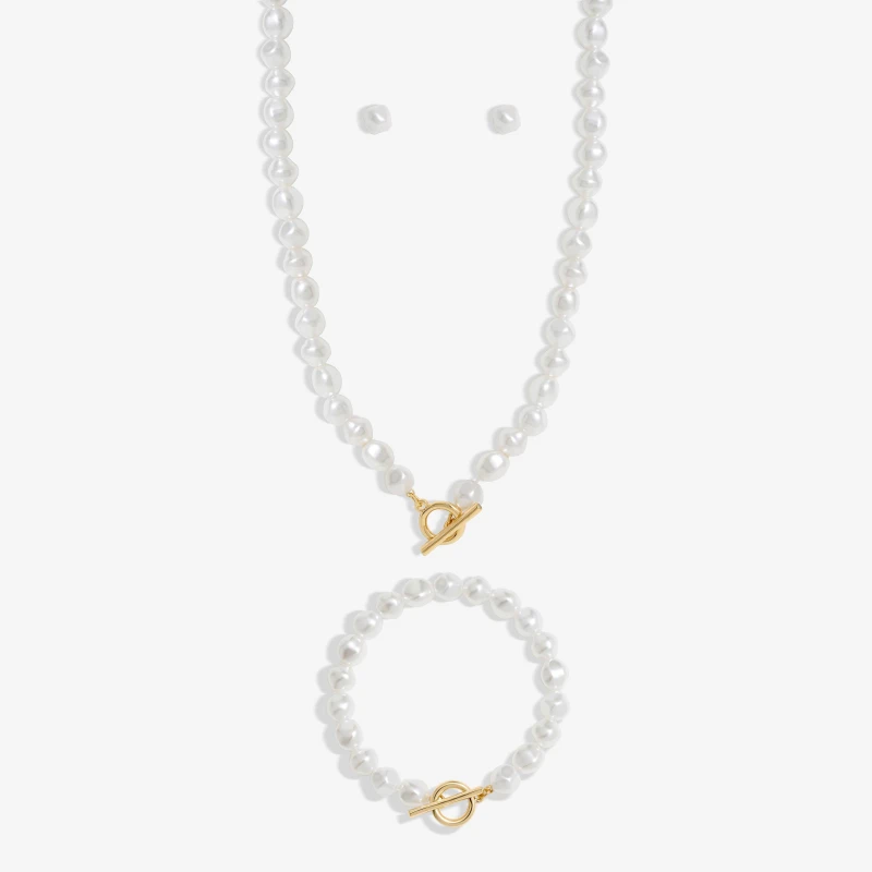 Image of Mood Gold Pearl Strand 3 Piece Set Gold
