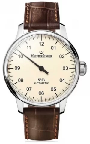 image of MeisterSinger Mens Classic No. 3 Automatic Ivory AM903 Watch