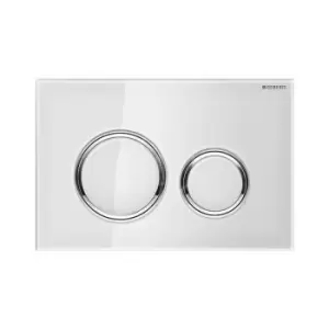 image of Geberit - Flush plate Sigma21 for dual flush, White glass/chrome (115.884.SI.1)