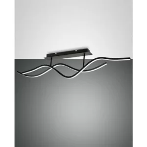 Fabas Luce Sinuo Integrated LED Semi Flush Light Black Glass