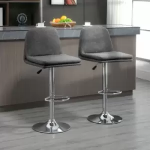 image of Homcom - Morden Adjustable Swivel Bar Stools Set of 2, with Backrest, Grey