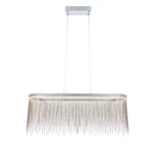 Image of Orphelia LED Bar Pendant Light Fine Silver Chain Waterfall Effect Polished Chrome, Warm White