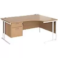 image of Dams International Right Hand Ergonomic Desk MC16ERP2WHB 1,600 x 1,200 x 725 x 800 - 990 mm