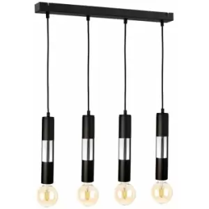 Image of Keter Magnum Bar Pendant Ceiling Light Black, Chrome, 60cm, 4x E27