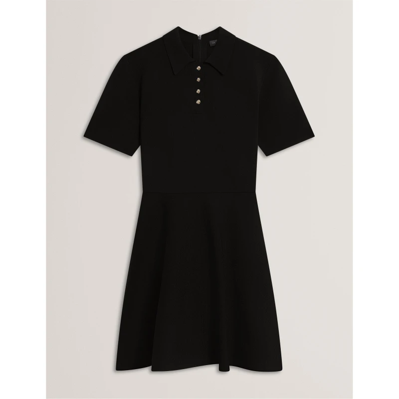 Image of Ted Baker Womens Skater Knitted Jumper Dress Black female 8 (XS)