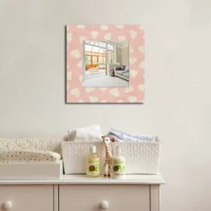Image of MA-12 Pink With White Hearts Decorative Mirror