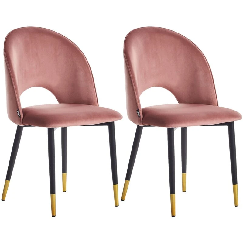 Image of Beliani Set Of 2 Dining Chairs Magalia Velvet Pink