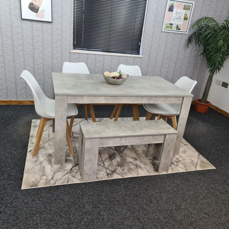Image of KOSY KOALA Dining Table with 4 chairs and a bench kitchen dining set Grey