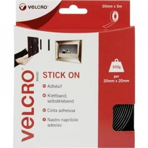 image of VELCRO VEL-EC60217 Hook-and-loop tape stick-on Hook and loop pad (L x W) 5000 mm x 20 mm Black 5 m