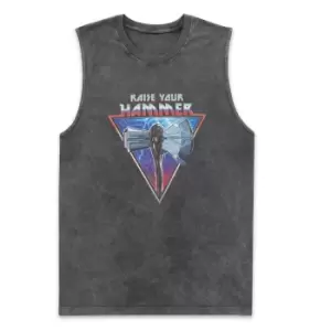 Image of Marvel Thor - Love and Thunder Raise Your Hammer Axe Unisex Vests - Black Acid Wash - M