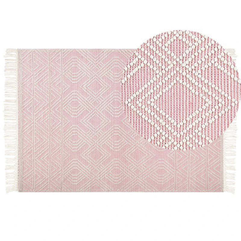 Image of Beliani Rug Adana Pastel Pink 160 X 230 Cm Wool