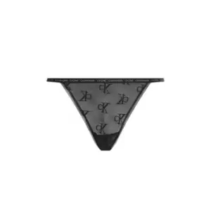Image of Calvin Klein Mesh Brazilian Logo Briefs - Black