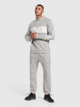 Image of Reebok Essentials Linear Logo Tracksuit, Medium Grey Heather, Size S, Men