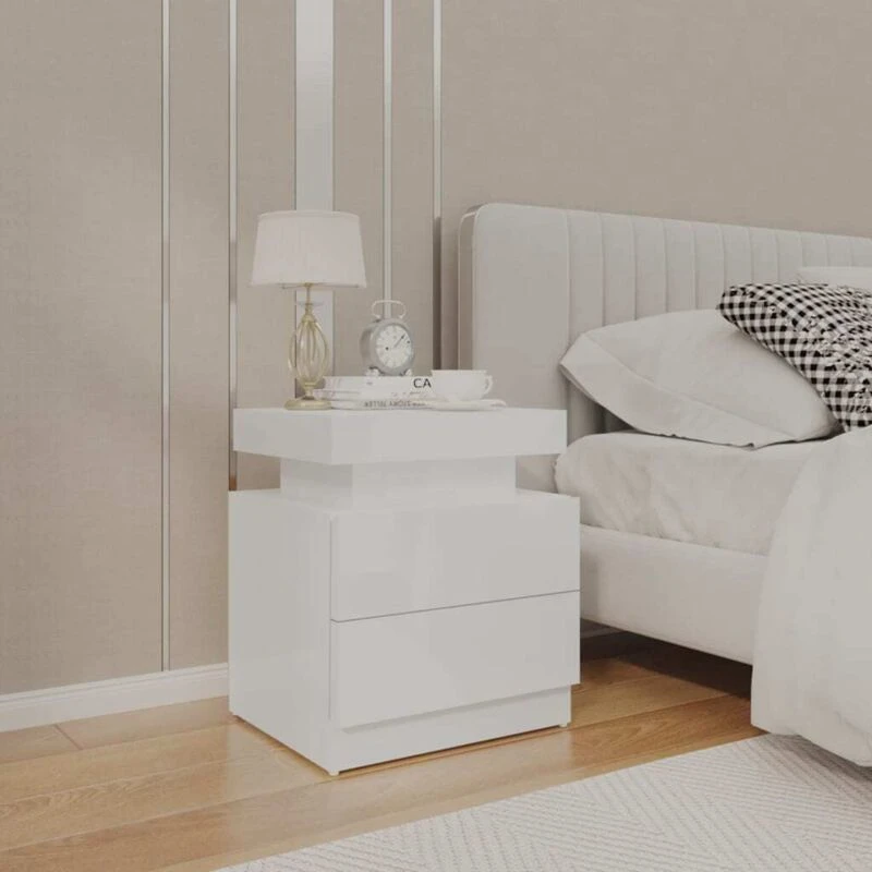 Image of VIDAXL Bedside Cabinet High Gloss White 45x35x52cm Engineered Wood Vidaxl 8720286344538