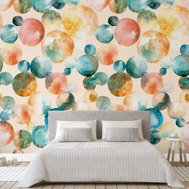 Image of Grandeco Abstract Watercolour Planets 3 Panel Repeatable Mural 1.59 X 2.8M