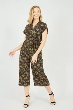 image of Navy Ditsy Jumpsuit With Pockets