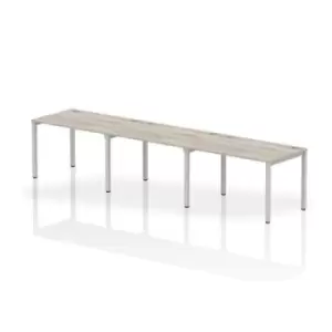 Image of Impulse Bench Single Row 3 Person 1200 Silver Frame Office Bench Desk Grey Oak