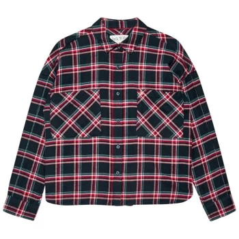 image of Jack Wills Lara Boxy Cropped Check Shirt - Navy