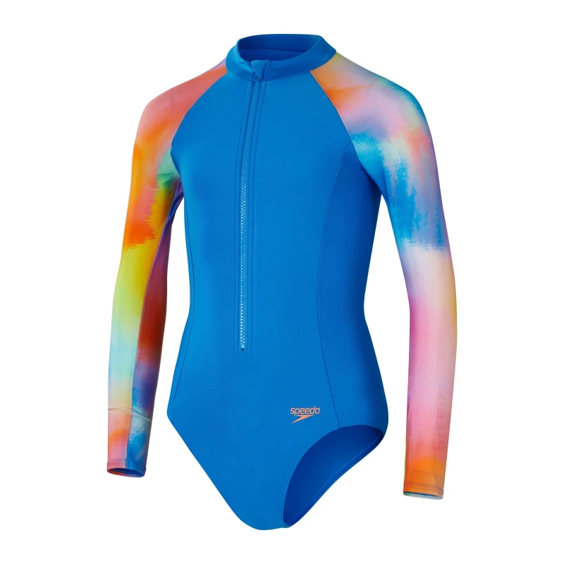 Image of Speedo Long Sleeve Swimsuit Childrens - Blue Blue S