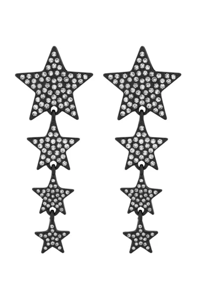 Image of Black Crystal Graduated Pave Star Drop Earrings