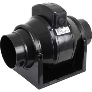 image of Airvent 100mm Mixed Flow Inline Extractor Fan Timer in Black ABS