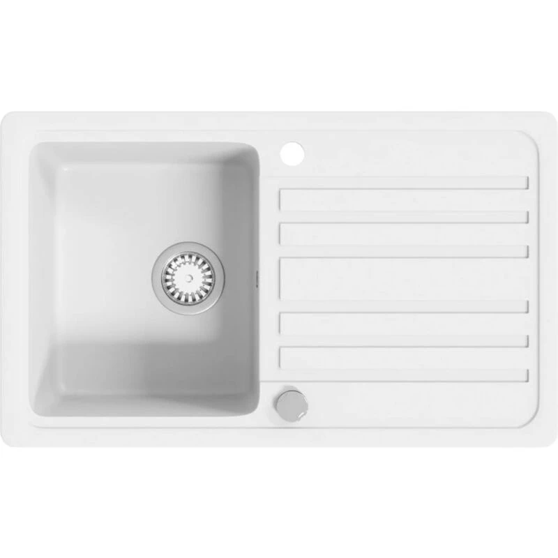 Image of VIDAXL Granite Kitchen Sink Single Basin with Drainer Reversible Cream White Vidaxl 8718475941392