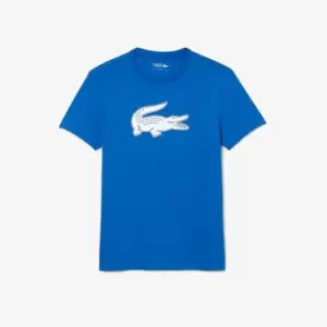 image of Mens Lacoste SPORT 3D Print Crocodile Breathable Jersey T-Shirt Size 5 - L Blue / White